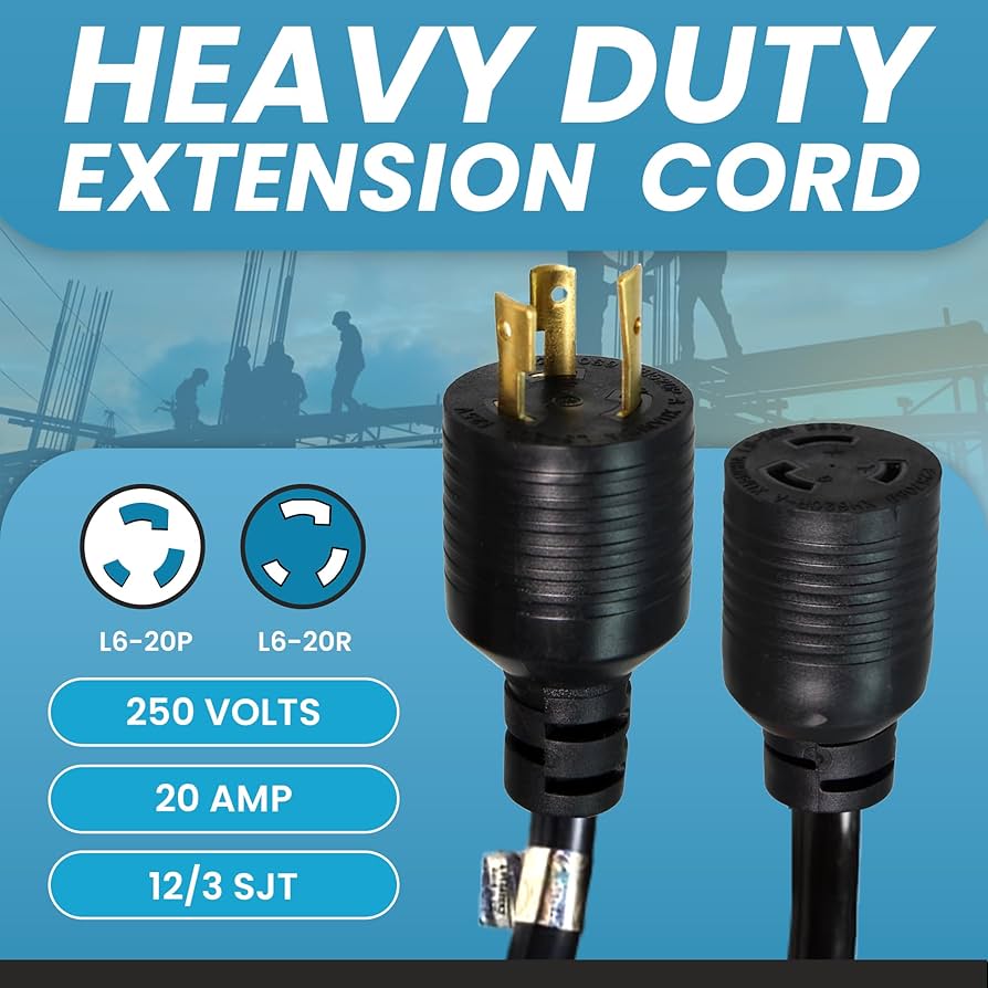 Amazon.co.jp: NEMA L6-20 延長電源コード - 20A/250V, 12/3 AWG